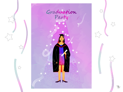 Graduation party colorful design girl gradient gradient design graduation illustration life party