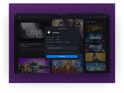 Epic Games Store Launcher by Andrew Kuzmin on Dribbble