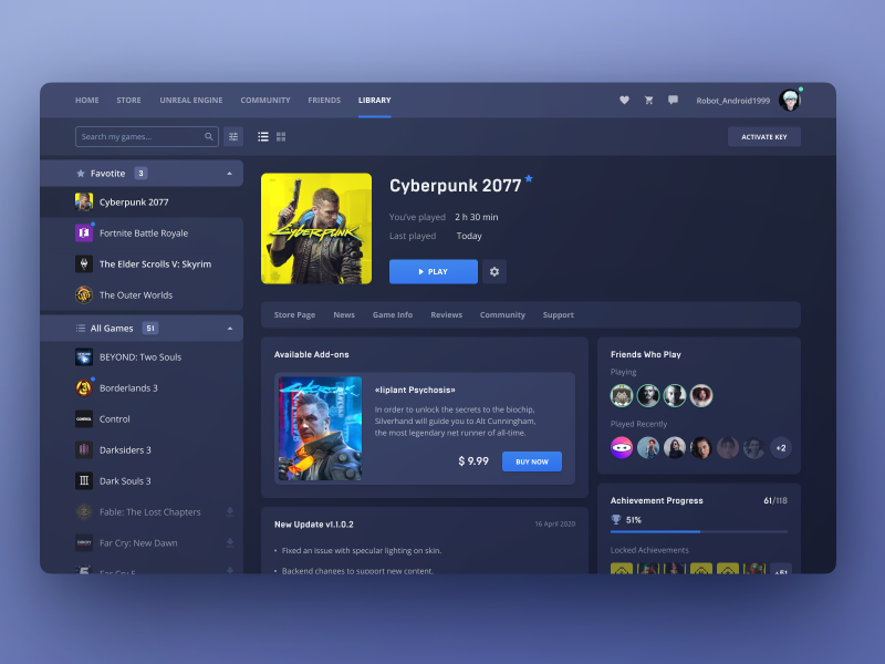 Epic Games Store Launcher - Home page by Andrew Kuzmin on Dribbble