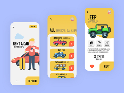 Cartoon Rental Car - App Concept