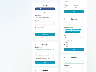 Registration form for freelancers