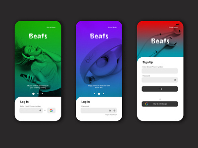 Sign up/Log in to Music app dailyui design log in sign in signup ui ux