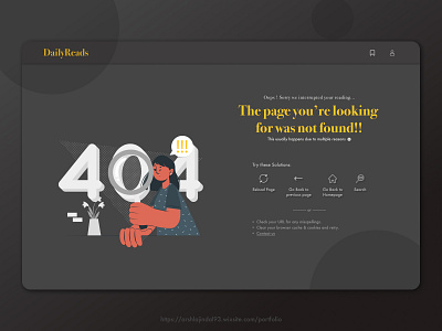 404 error Webpage UI 008 dailyui dailyuichallenge design experience design ui uiux ux uxdesign webpage webpage design