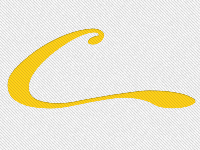 "C"affeinated art design lettering rebound vector white yellow