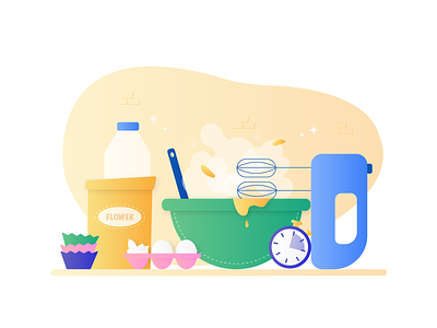 Things to do during quarantine - #1 Baking adobe illustrator baking colors covid 19 cupcakes gradient home illustration quarantine social distancing stayhome vector