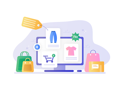 Things to do during quarantine - #6 Online Shopping adobe illustrator cart clothes colors covid 19 design discount gradient illustration onlineshopping packages shopping shoppingbags shoppingcart socialdistancing stayhome vector