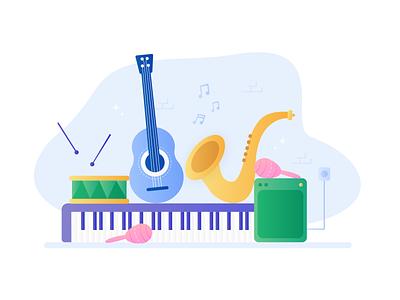 Things to do during quarantine - #8 Learn to play an instrument adobe illustrator colors covid 19 design gradient guitar illustration instrument instruments keyboard music socialdistancing stayhome vector