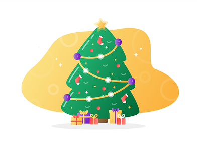 Merry Christmas - Christmas Tree 🎄 adobe illustrator christmas christmas tree colors debut gradient illustration presents xmas