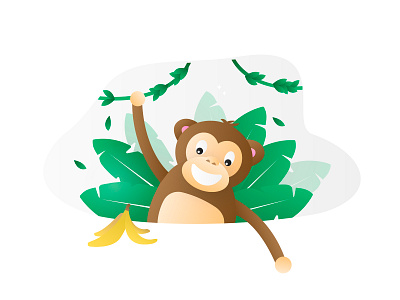 Animal - Monkey 🐵 adobe illustrator animal animals banana colors design gradient illustration monkey vector zoo