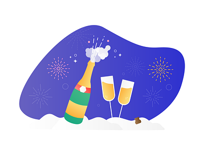 Happy New Year! 🍾 2020 adobe illustrator champagne colors fireworks gradient illustration new year newyear vector