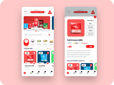 Mobile App redesign for Indian based dairy company