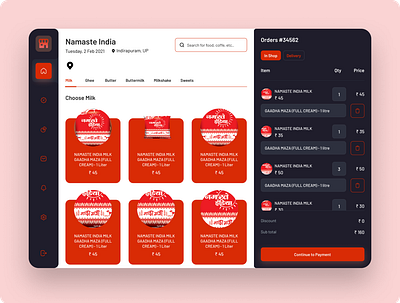 Pos system design for Indian based dairy company dashboard ui ui ux