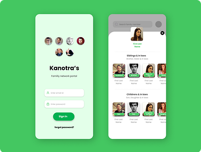 Mobile App design for US based Family network portal app design ui ux