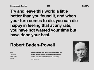 Quote - Robert Baden - Powell design art design quote design quotes designagency designinpiration designinspirations designthinking designtips inspiration inspirational quote product design quote design quoteoftheday ui designer uidesign ux design uxdesign