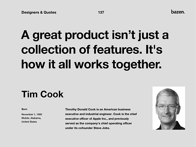 Quote - Tim Cook design inspiration design quote design quotes design thinking design tip design tips designinspiration designinspirations designtips inspirational quote motivational quotes product design quote design quoteoftheday ui ui design uiux design uiuxdesign ux ux design