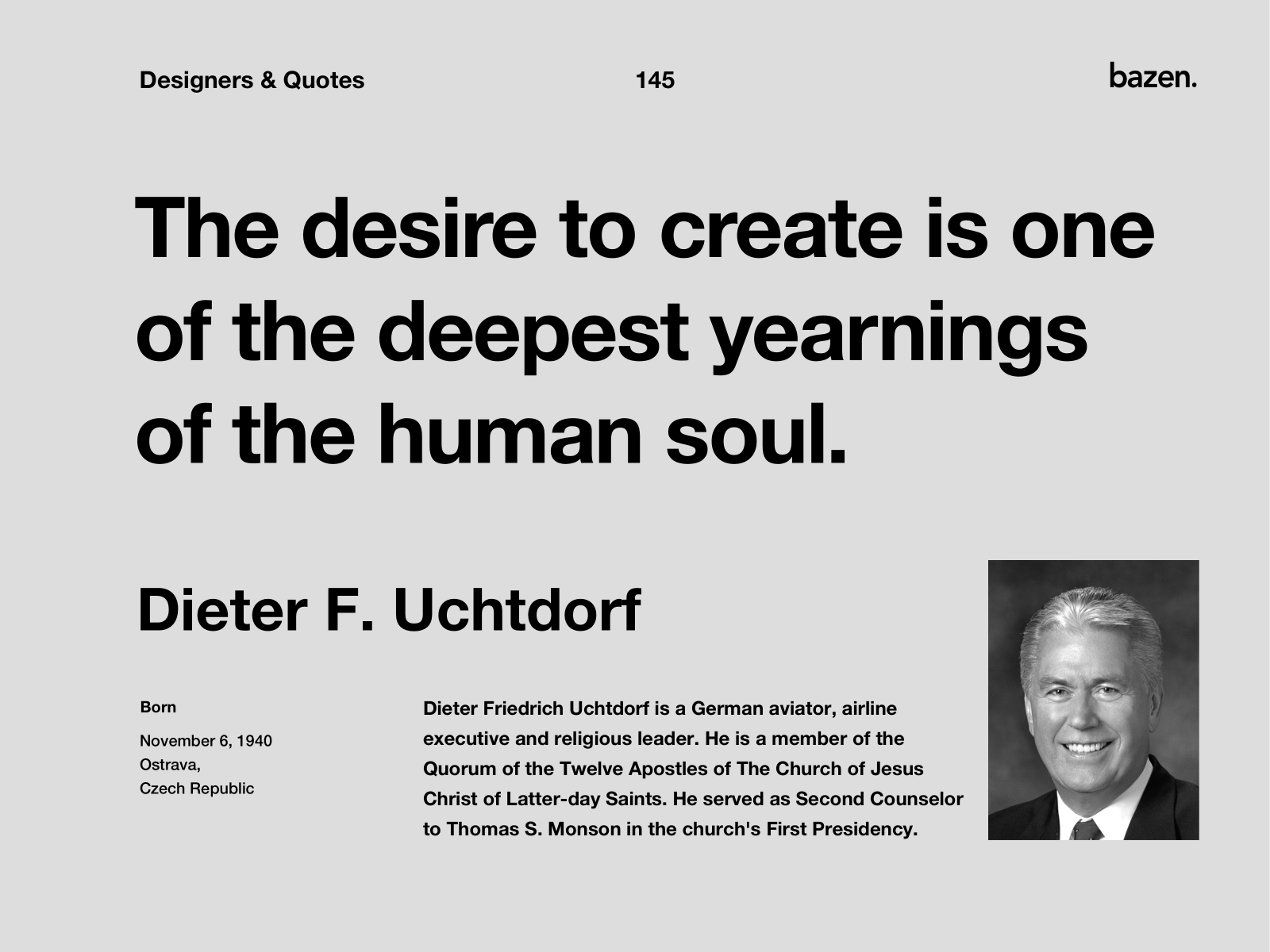 Quote - Dieter F. Uchtdorf by bazen.talks on Dribbble