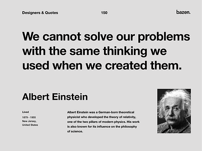 Quote - Albert Einstein albert einstein design quote design quotes design thinking design tip design tips inspiration inspirational inspirational quote motivational motivational quotes motivationalquote ui uiux ux uxui