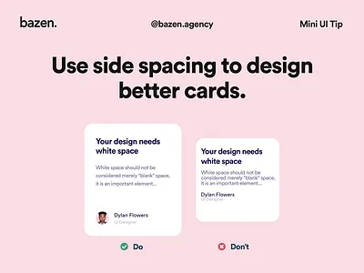 Mini UI Tip - Side spacing bazen agency card design card layout card template card ui card ui design cards ui design inspiration design solution design thinking design tip design tips spacing ui ui card ui cards ui daily ui design user interface ui white space