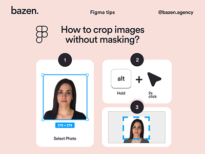 Figma Tip - How to crop images bazen agency crop image design design daily design tip design tips figma figma shortcut figma tip figma tutorial image layout images shortcut ui ui design uiux user experience user interface ux