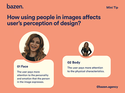 Design Tip - How to use people images avatar avatar image bazen agency design design psychology design tip design tips graphic design images layout design ui ui design uiux user interface ux