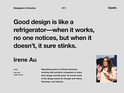 Quote - Irene Au business business design business quotes creative agency design design quotes design agency design team designers quotes good design inspiration learn learning pricing quote tips ui ui design ux ux design