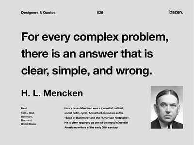 Quote - H. L. Mencken design quotes design tips inspiration inspirational quote learn motivation motivational motivational quote motivational quotes principles product design quote quote design quotes tips ui ui tips ux ux design ux tips