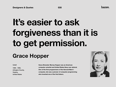 Quote - Grace Hopper design quotes design team inspiration inspirational inspirational quote learn learn design motivation motivational quotes principles product design quote quote design quotes tips ui ui design ux ux design uxui