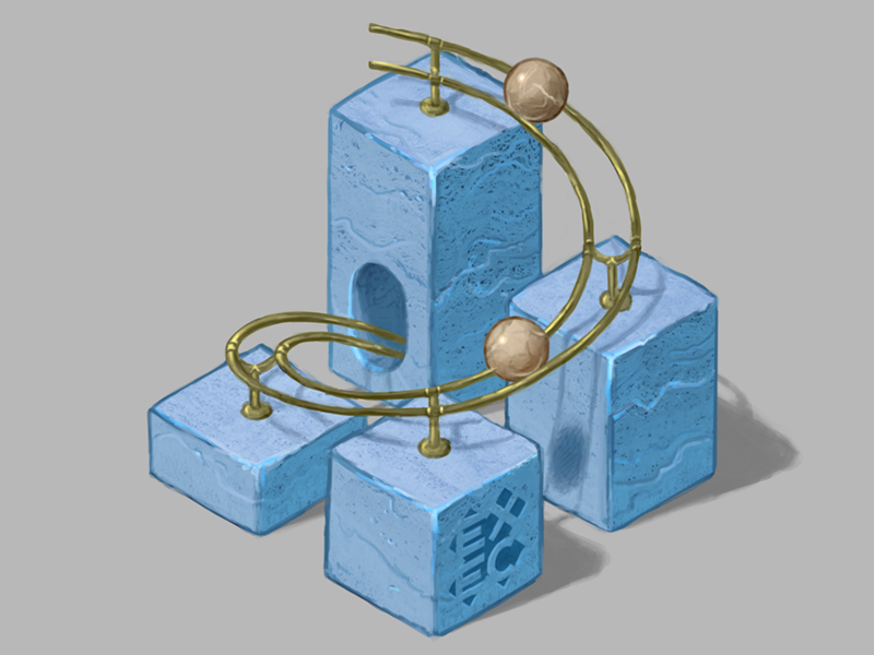 EXEC digital art marble isometric illustration logo brand