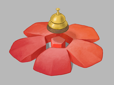 MyStay Logo brand digital art flower hotel bell illustration isometric logo