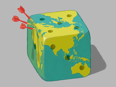 Random Travel dart dice digital art earth illustration isometric planet