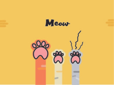 Kucing meong animation cat cats cream design grey illustration legs meow meowth paw paws pink yellow yellowstone