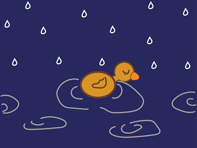 Little duck cute cute art duck ducks rain rainy water waterdrop yellow