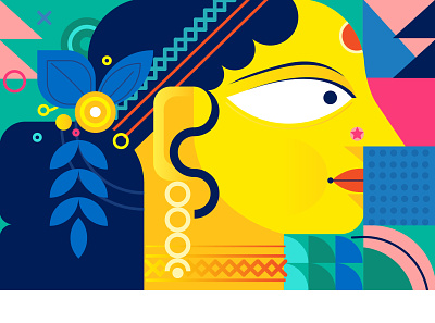 woman with flower - 02 artwork bangladesh branding character design design digital painting illustration vector