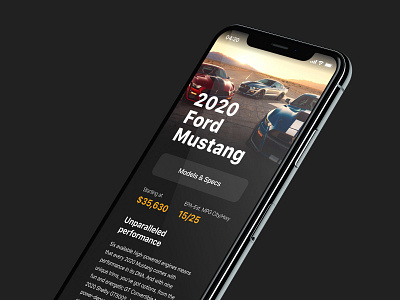 Ford Mustang IOS App dark dark theme dark ui flat flat ui ford ford mustang ios 14 ios app iphone iphone 12 iphone app mobile mobile app mustang