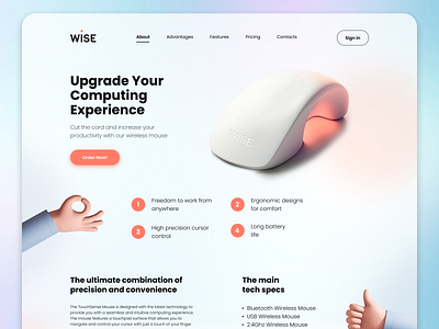 Innivative computer mouse product landing page