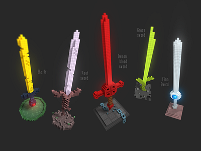 Finn's swords(pixel 3D) adventure time finn pixel sword