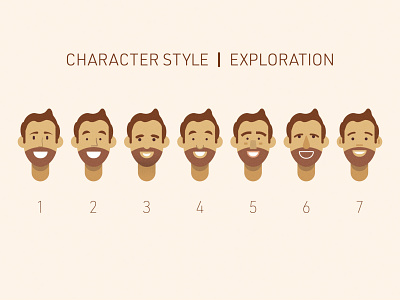 Character Face Styles Exploration 1 character face faces flat happy illustration man vector