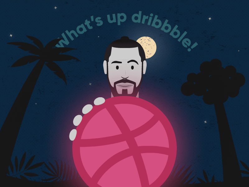 What's up dribbble fam! animation character firstshot hello dribbble illustration moonlight night vector
