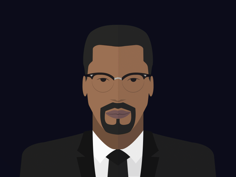 Malcolm X 2d african american animation black history character vector