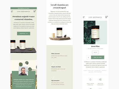 Life Botanics / Mobile pages beige clean clean ui earth ecommerce green health mineral minmal organic plant premium simple supplement ui uiux userinterface ux ux design vitamin