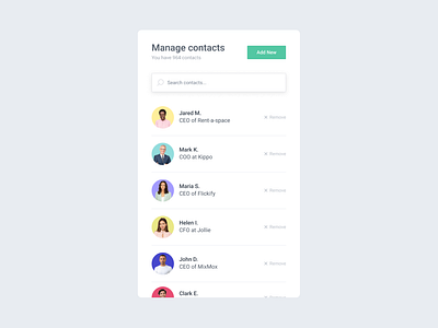 SH / Manage contacts UI module admin app clean contacts flat minimal minimalist people product design product designs search simple ui uikit uiux users ux web app web apps white