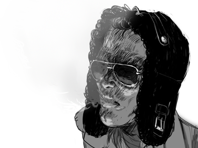 Cold black and white glasses illustration portrait
