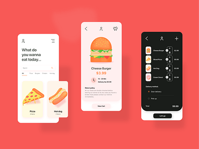 Food App app design burger business food food app food illustration food menu hotdog icons illustation pizza product wallpaper