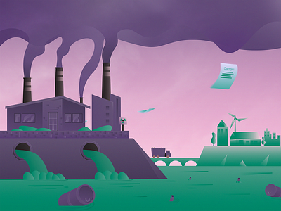 Industrial waste climate gradient color illustation industrial pollution vector artwork waste