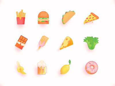 Foods Icons 3d icon beer burger donnut food gradient color ice cream icon set icons ui ui kit vector artwork