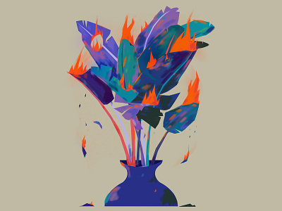 Global warming burn fire globalwarming illustration plants vase