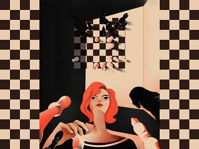 Who watched The Queen's Gambit?🤍🖤 black characterdesign chess illustration pattern thequeensgambit white