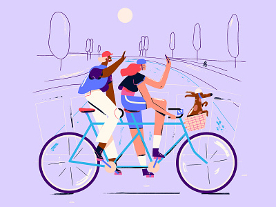 Sunday's be like bike characterdesign dog illustration sunday tandem tandem bike