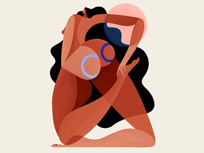 Tension🍑 illustration stretching sun tension woman