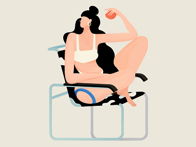 Bauhaus bauhaus chair chairs girl illustration lounge loungechair orange